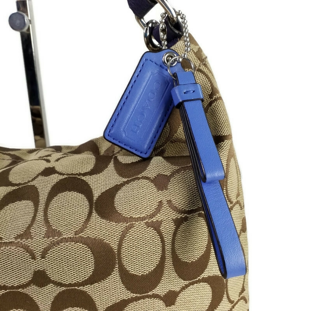 Coach F23279 Signature Park Khaki Indigo Hobo Shoulder Bag Convertible - Picture 7 of 16
